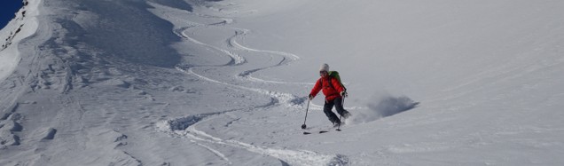 Skitourenabfahrt im Pulverschnee